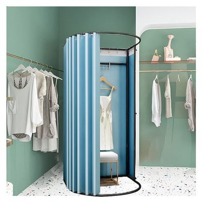 Portable Changing Room,Privacy Cabana,Metal Landing Track Blackout Partition Curtain Easy to Assemble for Clothing Store,Theater,Pool,Fashion Photoshoots (Color : Blue, Size : 100x95x200cm)