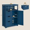 Yaheetech Bathroom Floor Cabinet, Free Standing Wooden Storage Organizer Multiple Tiers Storage Living Room Cabinet, Navy Blue view 3