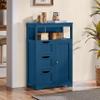 Yaheetech Bathroom Floor Cabinet, Free Standing Wooden Storage Organizer Multiple Tiers Storage Living Room Cabinet, Navy Blue view 4