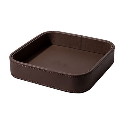 Bedside Organizer Tray,Valet Tray Leather,Tray For Remotes Key Jewelry Accessories Desk Or Dresser Top Organizer Sundries Entryway Tray Decorative Tray For Home Office Travel Coffee ( Color : Brown )