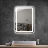 LIGUOYI Bathroom Rounded Corner Rectangle Mirror,Led Lighting Mirror,28"/32"/47" Backlit Makeup Mirror with Touch Dimmer Switch 3000-6000K,Decorative Wall Mounted Mirror,Adjustable Brightness view 1