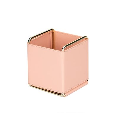 Remote Control Holder,Valet Tray Leather,Remote Caddy Desktop Organizer for Tv Remote DVD Controllers Vanity Trays for Dresser Tops Decorative Tray for Home Office Travel (Color : Pink)