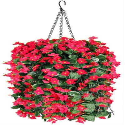 Artificial Flowers Basket Hanging Fake Plant Silk Orchid Faux Outdoor Garden Yard Pouch Patio Indoor Home Christmas Decoration 1