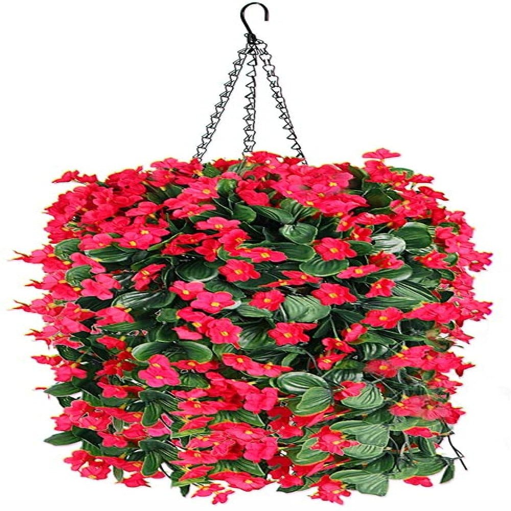 Artificial Flowers Basket Hanging Fake Plant Silk Orchid Faux Outdoor Garden Yard Pouch Patio Indoor Home Christmas Decoration 1