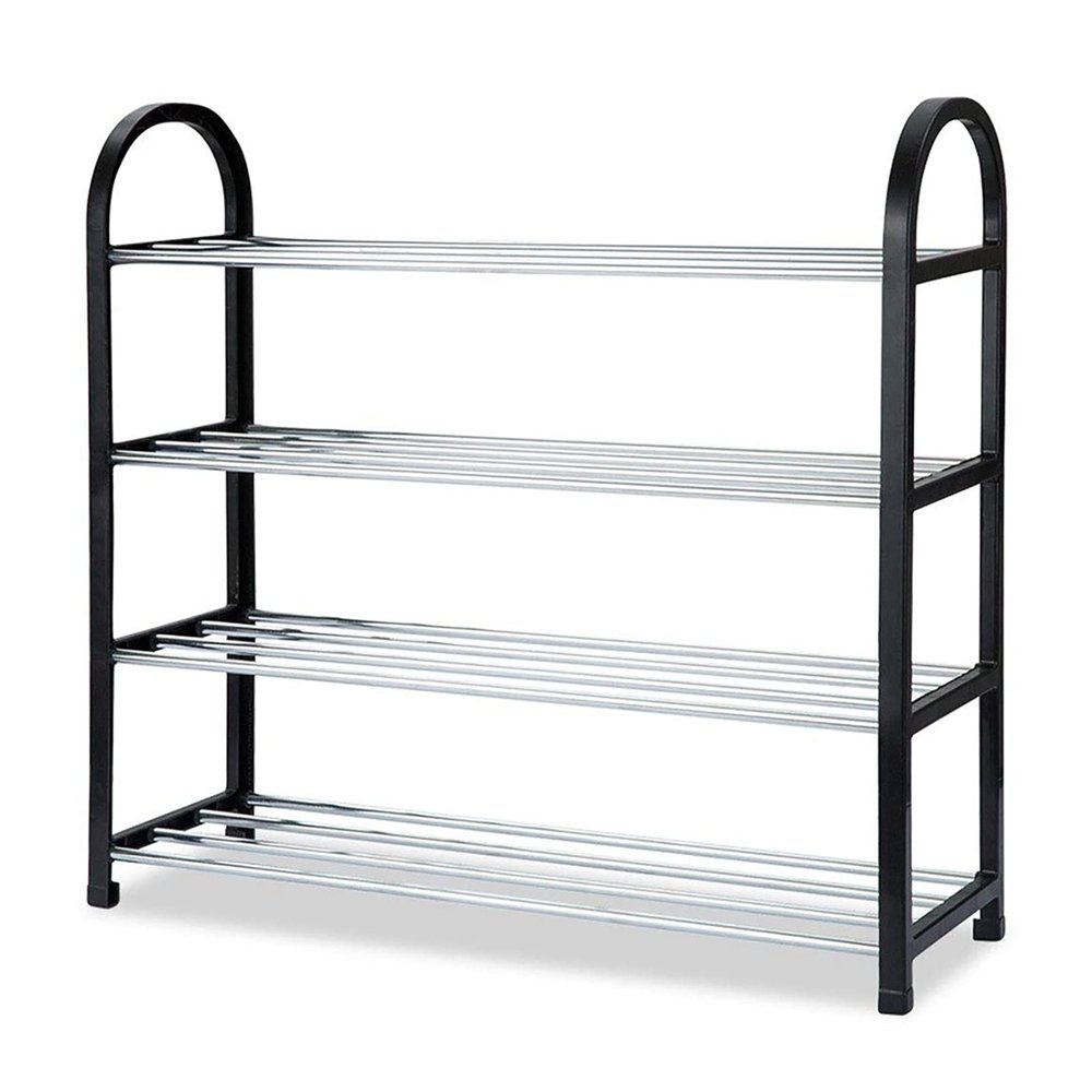 4-tier Shoe Rack,Resin and Metal Footwear Organizer,Rugged,Space-saving,Easy to Assemble,Multi-purpose Shoe Rack,Hold 10-pair Shoes,Support Boots,for Entryway,Bedroom,Porch