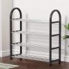 4-tier Shoe Rack,Resin and Metal Footwear Organizer,Rugged,Space-saving,Easy to Assemble,Multi-purpose Shoe Rack,Hold 10-pair Shoes,Support Boots,for Entryway,Bedroom,Porch view 2