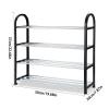 4-tier Shoe Rack,Resin and Metal Footwear Organizer,Rugged,Space-saving,Easy to Assemble,Multi-purpose Shoe Rack,Hold 10-pair Shoes,Support Boots,for Entryway,Bedroom,Porch view 3
