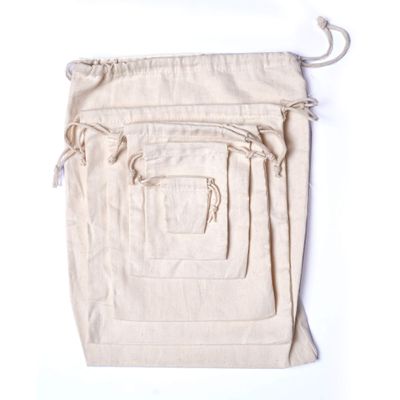 10"x12" COTTON CANVAS DOUBLE DRAWSTRING MUSLIN BAGS (Natural Color)-12 count pack