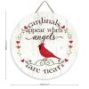 ArogGeld Cardinals Appear When Angels are Near Circle Wood Sign First Christmas Wooden Sign Christmas Wood Hanging Sign Wall Art Home Decoration for Front Door Garden Porch Bedroom view 2