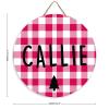 ArogGeld Merry Christmas Circle Wood Sign Red Buffalo Plaid Tree Wooden Sign Christmas Wood Hanging Sign Wall Art Home Decoration for Front Door Garden Porch Bedroom view 2