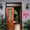 ArogGeld Merry Christmas Circle Wood Sign Red Buffalo Plaid Tree Wooden Sign Christmas Wood Hanging Sign Wall Art Home Decoration for Front Door Garden Porch Bedroom view 3