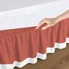 100% Egyptian Cotton, 800 Thread Count, Brick Red/White Split Corner Two Tone Wrap Around Dorm Room Bed Skirt with Three Side Coverage in Twin XL Size (39" x 80"+ 48") view 2