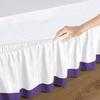 100% Egyptian Cotton, 800 Thread Count, White/Purple Split Corner Two Tone Wrap Around Dorm Room Bed Skirt with Three Side Coverage in Full Size (54" x 80"+ 32") view 2