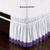100% Egyptian Cotton, 800 Thread Count, White/Purple Split Corner Two Tone Wrap Around Dorm Room Bed Skirt with Three Side Coverage in Full Size (54" x 80"+ 32") view 3