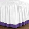 100% Egyptian Cotton, 800 Thread Count, White/Purple Split Corner Two Tone Wrap Around Dorm Room Bed Skirt with Three Side Coverage in Full Size (54" x 80"+ 32") view 4