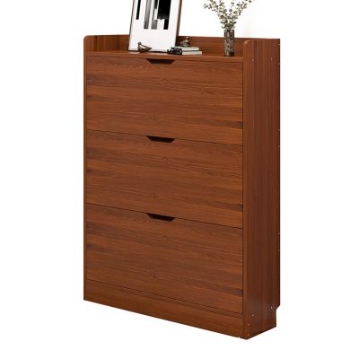 RXBD Space Saving Shoe Cabinet for Entryway Narrow,3 Tier Modern Shoe Rack,Shoe Storage Cupboard Organizer Unit,Large Capacity 10/12 Pairs,Easy to Assemble (Color : Brown, Size : 8017115cm)