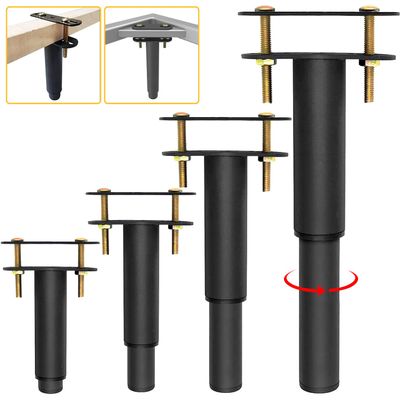 ironwork 4Pcs Metal Adjustable Height Center Support Leg for Bed Frame,Bed and Sofa Furniture Cabinet Foot Legs Feet Support Heavy Duty,Platform Bed Frame Replacement Legs(5.1"-9.6")