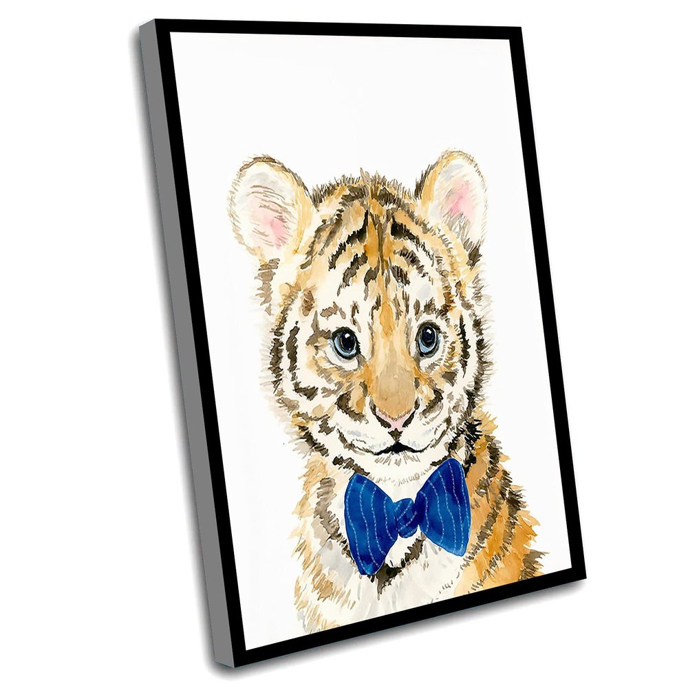 Baby Boy Room Decor,Baby Boy Bathroom Art,Nursery Prints,Navy Bow Tie Tiger Cub,Animal Nursery Prints,Tiger Nursery Print,Babyshower Decor,Nursery Decor,Jungle Nursery,Baby,12x16 Inch Framed Wall Art