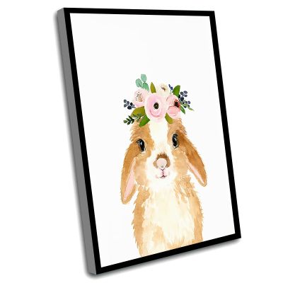 Baby Nursery Decor Wall Art,Cute Bathroom Decor,Bunny Nursery Print,Babby Rabbit Print,Woodland Nursery Decor,Baby Animal Paintings,Animal Wall Art,Rabbit Painting,Bunny Decor,8x12 Inch Framed Wall