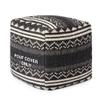 REDEARTH  UNSTUFFED Pouf Ottoman Cover Textured Storage Cube Bean Bag Poof Pouffe Footrest for Living Room, Bedroom, Patio, Gym; 100% Cotton (18"X18"X18", Ziggurat Obsession Black) view 1