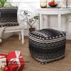 REDEARTH  UNSTUFFED Pouf Ottoman Cover Textured Storage Cube Bean Bag Poof Pouffe Footrest for Living Room, Bedroom, Patio, Gym; 100% Cotton (18"X18"X18", Ziggurat Obsession Black) view 2