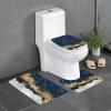 Abstract Blue White Texture Marble 3 Piece Bath Mat Set Golden Powder Navy Ocean Waves Marble Bathroom Rug Non Slip Shower Rugs Extra Soft Floor Mats Toilet Contour Mat Lid Cover view 1