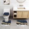 Abstract Blue White Texture Marble 3 Piece Bath Mat Set Golden Powder Navy Ocean Waves Marble Bathroom Rug Non Slip Shower Rugs Extra Soft Floor Mats Toilet Contour Mat Lid Cover view 2