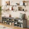 DINZI LVJ Shoe Bench, 12 Cubbies Shoe Organizer for Entryway, Storage Bench with Cushion, Cubby Shoe Rack with Adjustable Shelves for Living Room, Bedroom, Mudroom, Hallway, Gray Wash view 2