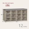 DINZI LVJ Shoe Bench, 12 Cubbies Shoe Organizer for Entryway, Storage Bench with Cushion, Cubby Shoe Rack with Adjustable Shelves for Living Room, Bedroom, Mudroom, Hallway, Gray Wash view 3