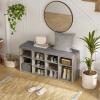 DINZI LVJ Shoe Bench, 12 Cubbies Shoe Organizer for Entryway, Storage Bench with Cushion, Cubby Shoe Rack with Adjustable Shelves for Living Room, Bedroom, Mudroom, Hallway, Gray Wash view 4