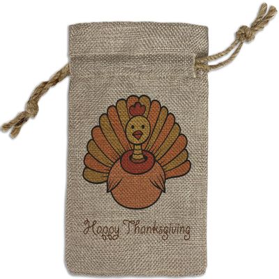 YouCustomizeIt Personalized Thanksgiving Small Burlap Gift Bag - Front