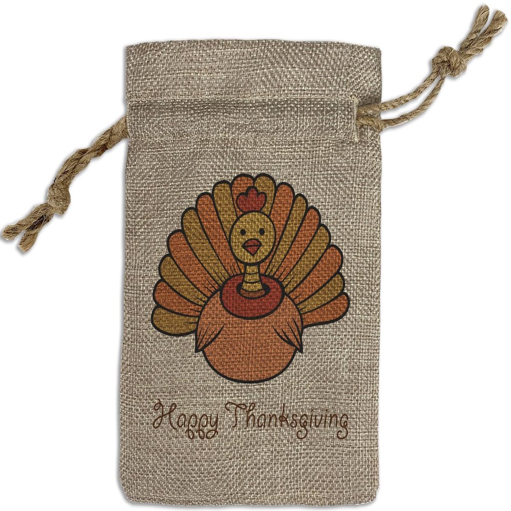 YouCustomizeIt Personalized Thanksgiving Small Burlap Gift Bag - Front