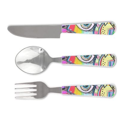 Abstract Eye Painting Cutlery Set