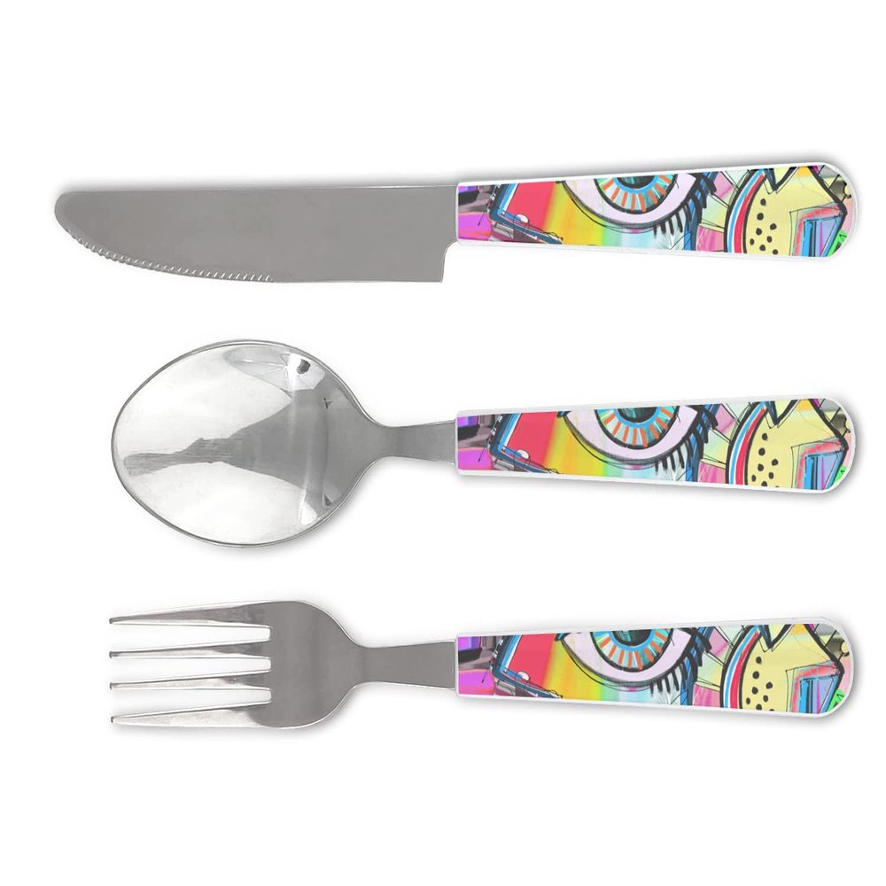 Abstract Eye Painting Cutlery Set
