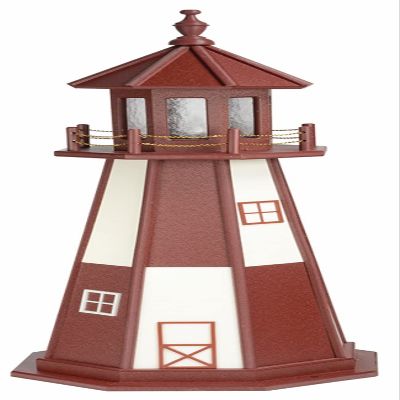 Furniture Barn USA 5' Cape Henry Cherrywood and White Poly Lighthouse, Standard Lighting