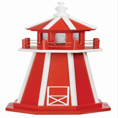 3' Standard Cardinal Red and White Poly Lighthouse, Revolving Light
