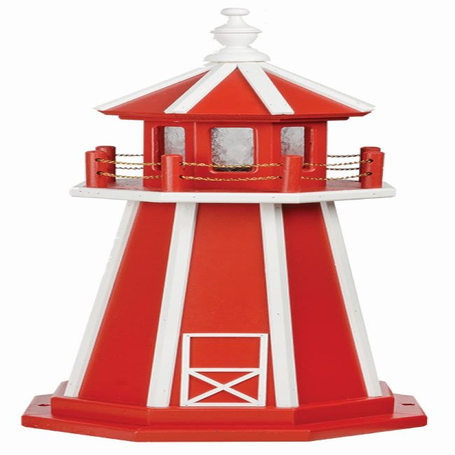 3' Standard Cardinal Red and White Poly Lighthouse, Revolving Light