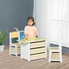 Qaba 3-in-1 Kids Activity Table and Chairs Set with 3 Surfaces for Drawing, Lego Building, Road Map with 2 Cars, Storage Baskets, Toddler Activity Table for Preschool Children view 2