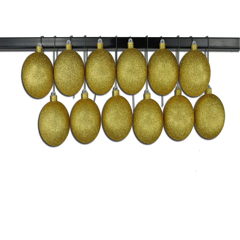 12 Pack 100mm 4" Gold Glitter Ball Ornament with Wire