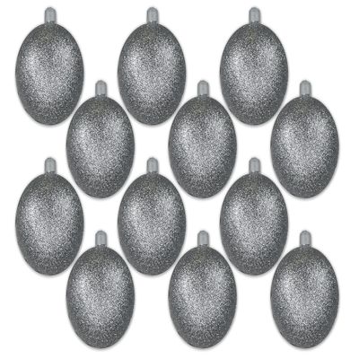 12 Pack 100mm 4" Silver Glitter Ball Ornament with Wire