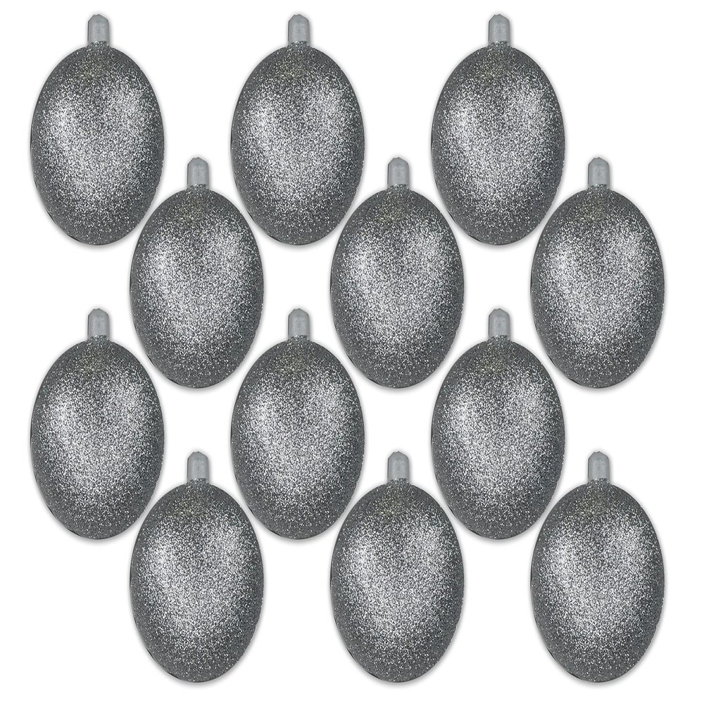 12 Pack 100mm 4" Silver Glitter Ball Ornament with Wire
