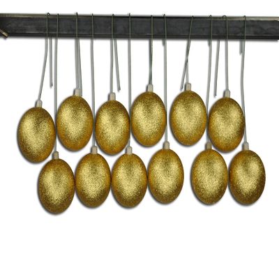 12 Pack 80mm 3" Gold Glitter Ball Ornament with Wire
