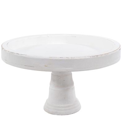 Simple Elements Rustic Wood Decorative Tray Stand | Rustic Farmhouse Kitchen Dcor & Home Decor | Fruit, Pastries, Toiletries, and Decorative Accents | 12" W x 7" H | White