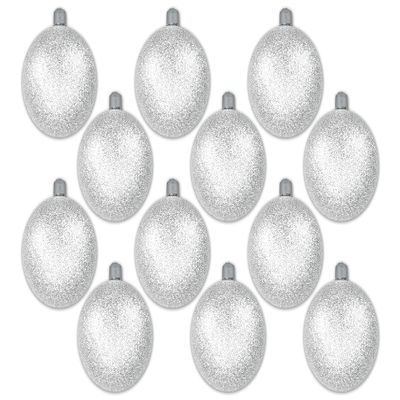 12 Pack 100mm 4" White Glitter Ball Ornament with Wire