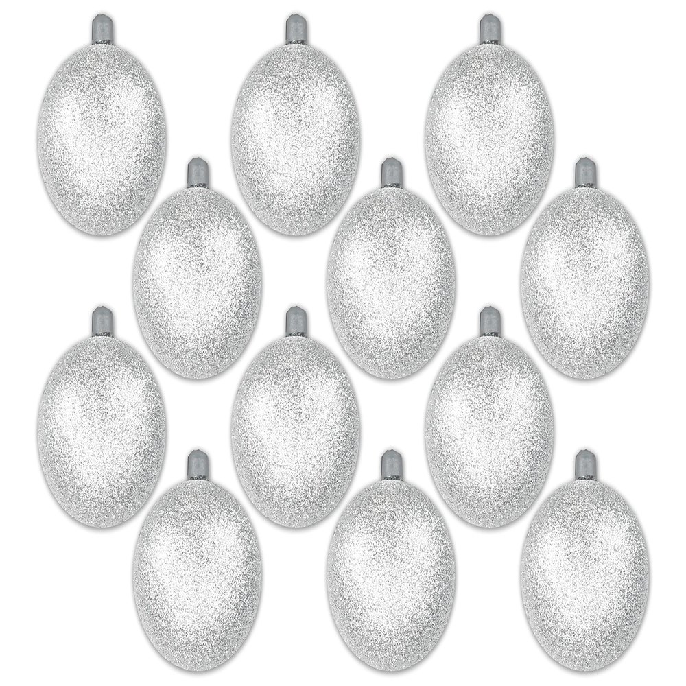 12 Pack 100mm 4" White Glitter Ball Ornament with Wire
