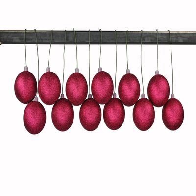 12 Pack 80mm 3" Burgundy Glitter Ball Ornament with Wire