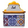 Alcoa Arte Portuguese Pottery Alcobaa Ceramic Decorative Salt Cellar with Lid for Kitchen (Yellow), 6inch x 4inch x 6.5inch h (L x W x H) (063) view 1