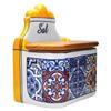 Alcoa Arte Portuguese Pottery Alcobaa Ceramic Decorative Salt Cellar with Lid for Kitchen (Yellow), 6inch x 4inch x 6.5inch h (L x W x H) (063) view 3