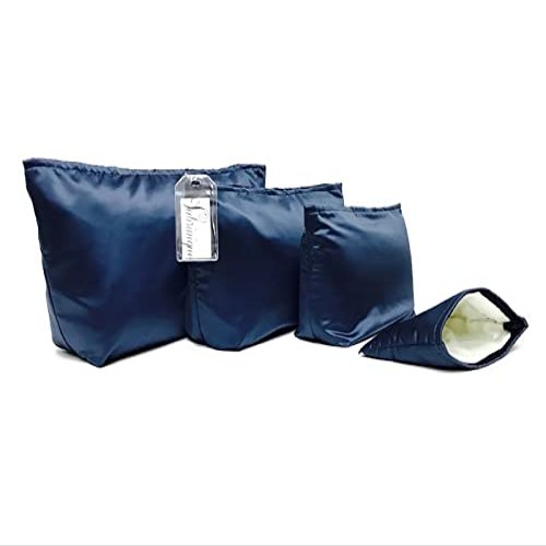 Fabrinique Luxury Dust Bags | Gusseted for Extra Wide Handbags & Clutches | 4 Sizes & 9 Sateen Fabric Colors (Large, Navy)