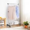 BAOYOUNI Single Rod Clothing Garment Rack on Wheels Metal Rolling Clothes Display Hanging Rail Coat Stand Storage Holder Organizer, Height Adjustable (Black) view 2